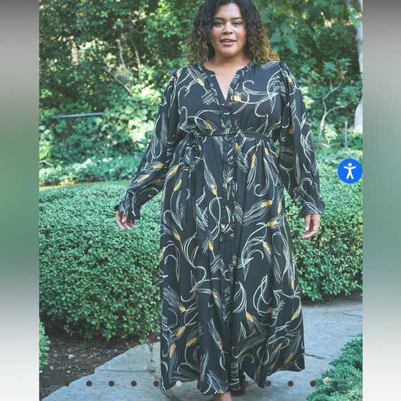 NWT The O’Dells Sofia button front maxi dress with matching belt, size 3X - Picture 4 of 12